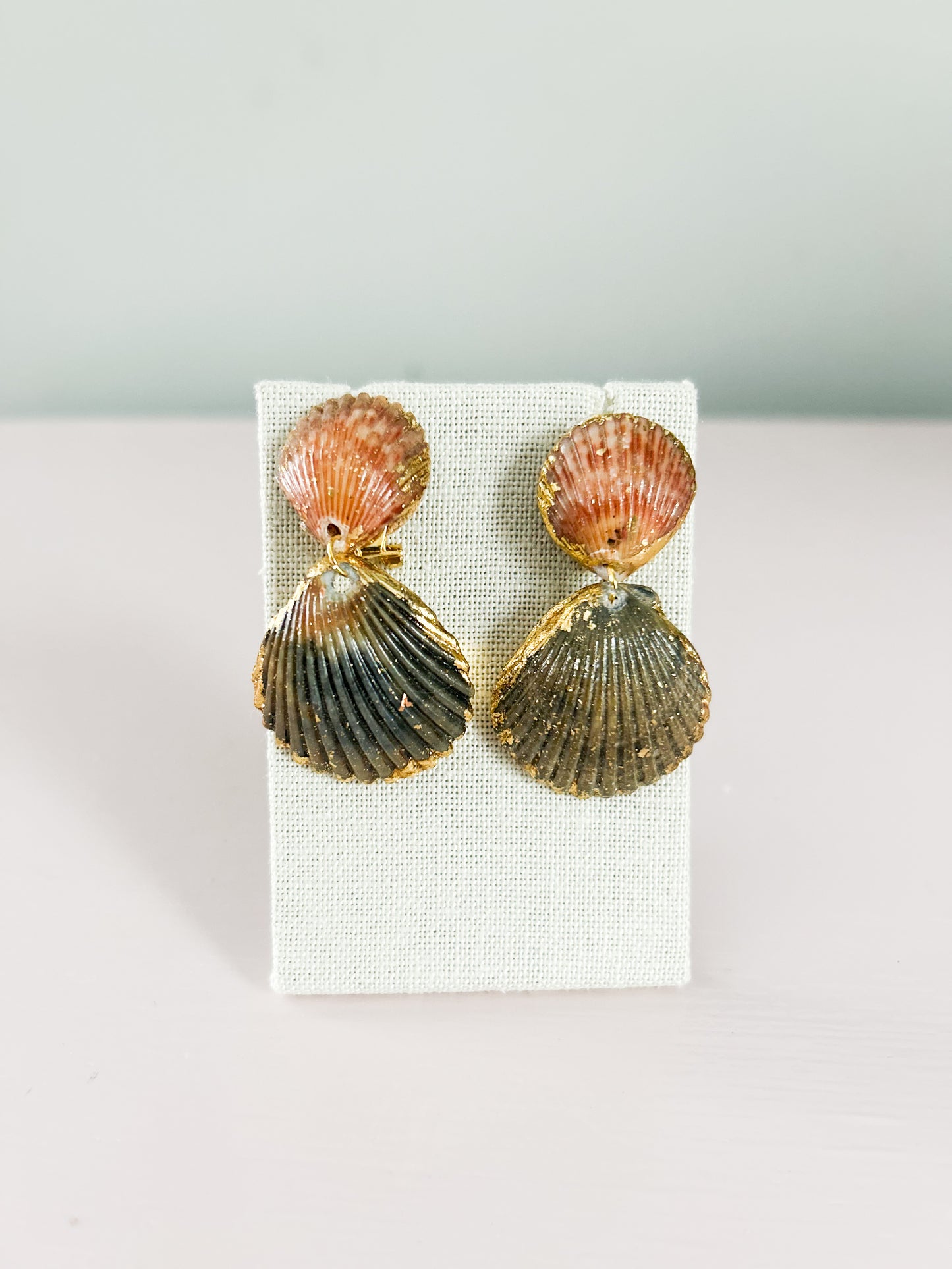 Orange and Green Medium Invisible String Earrings