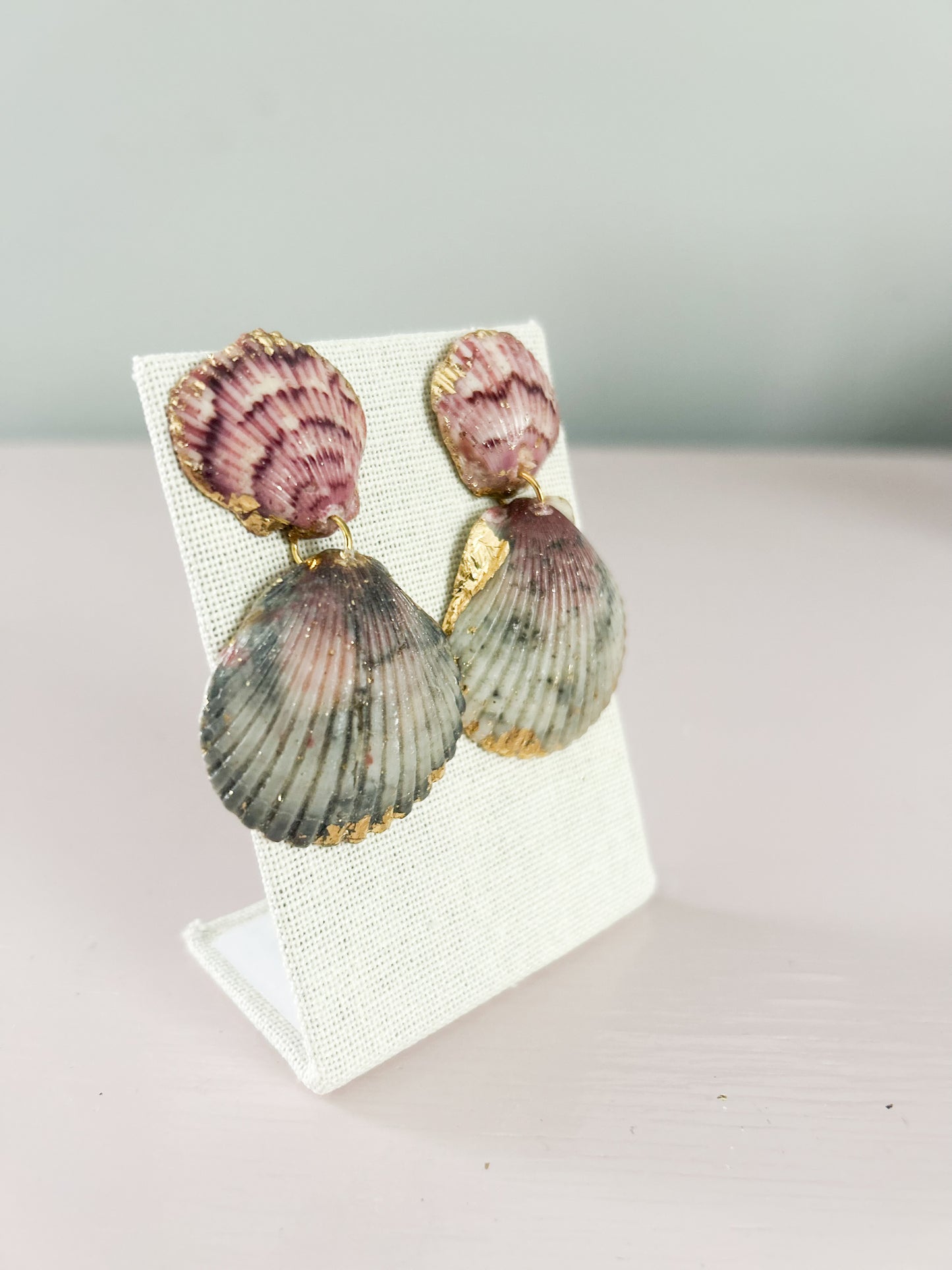Grey and Pink Invisible String Earrings