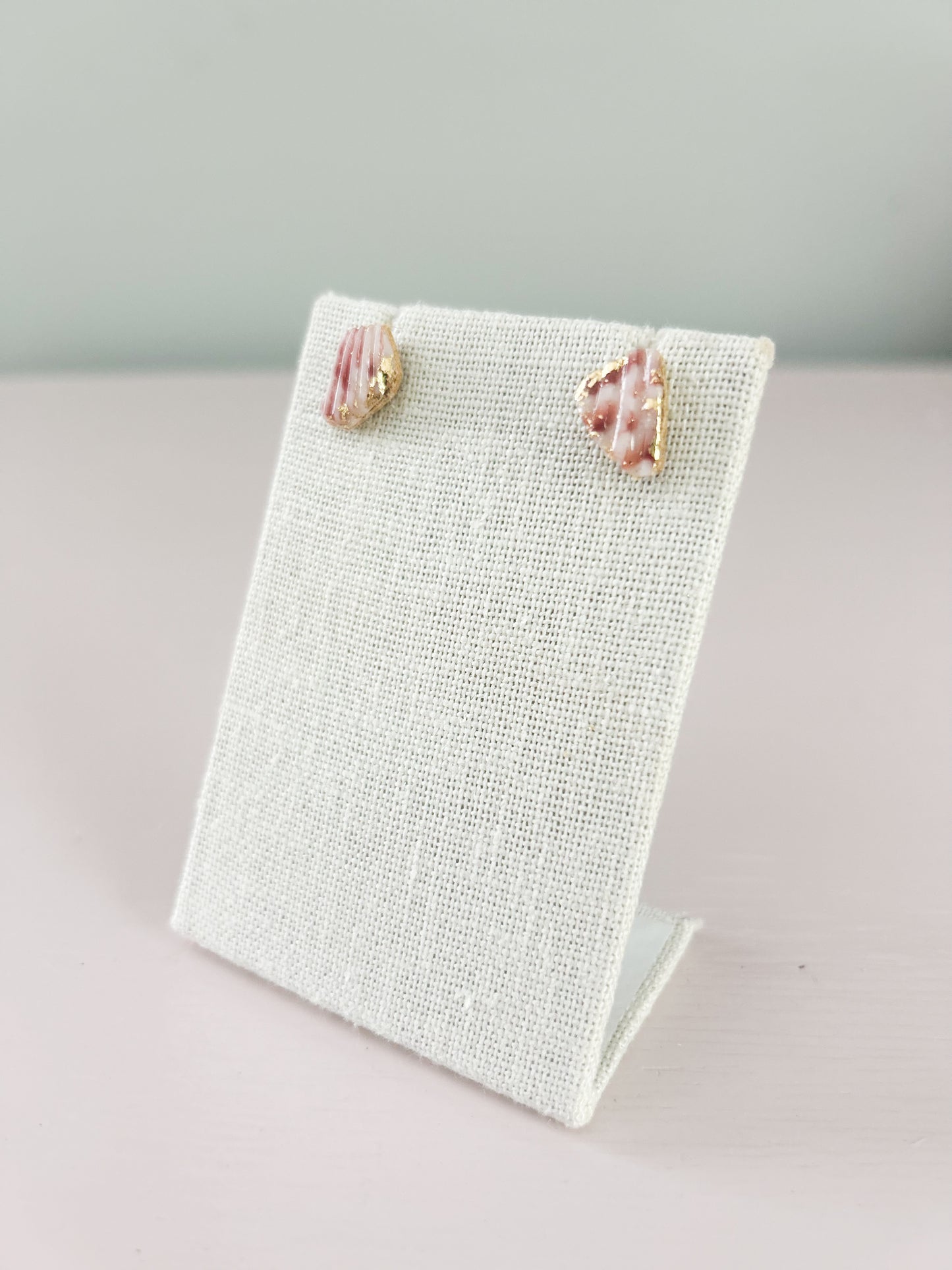 Pink and White Exile Studs