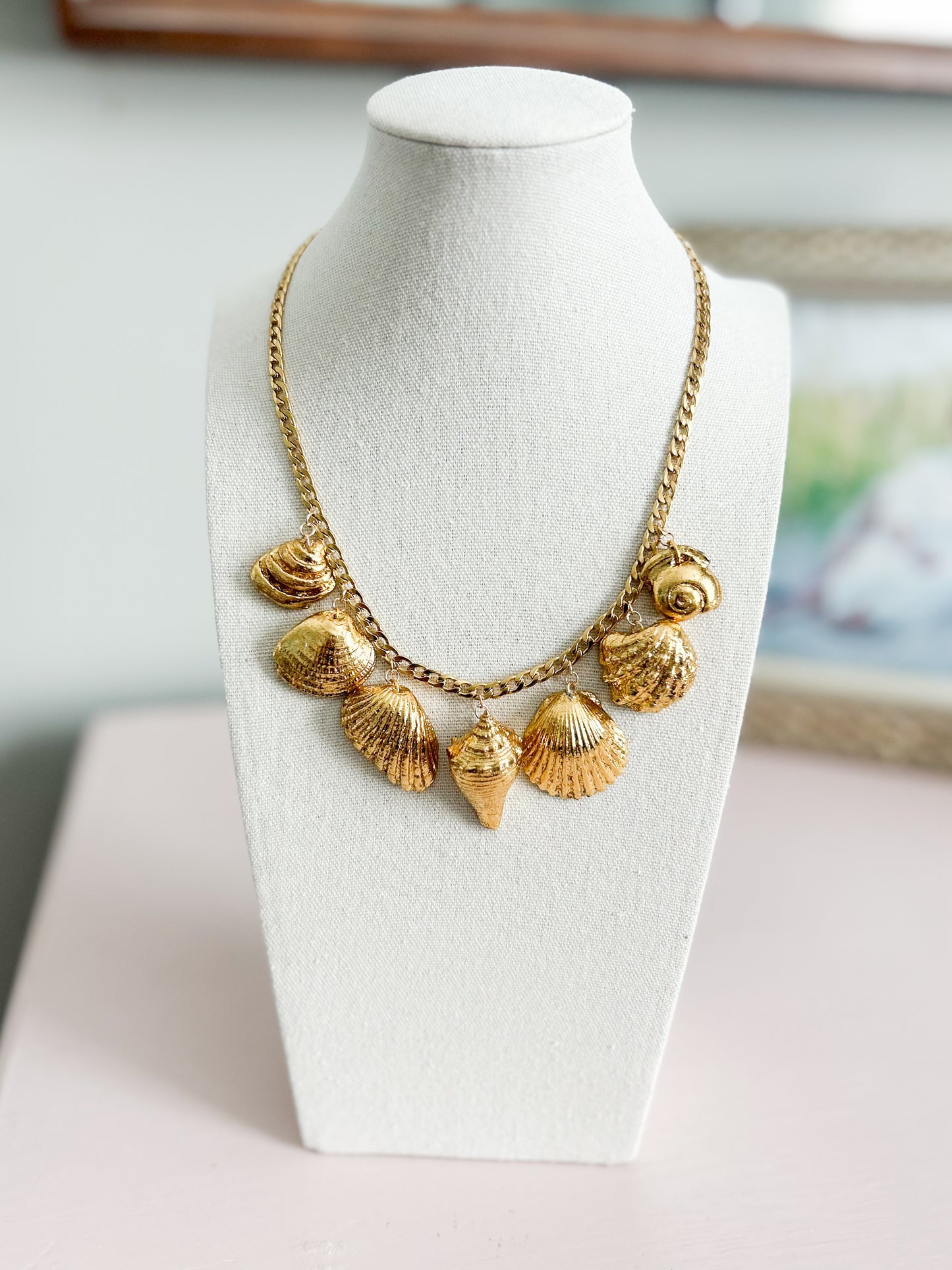 Gold Leaf Multi Shell Toggle Necklace