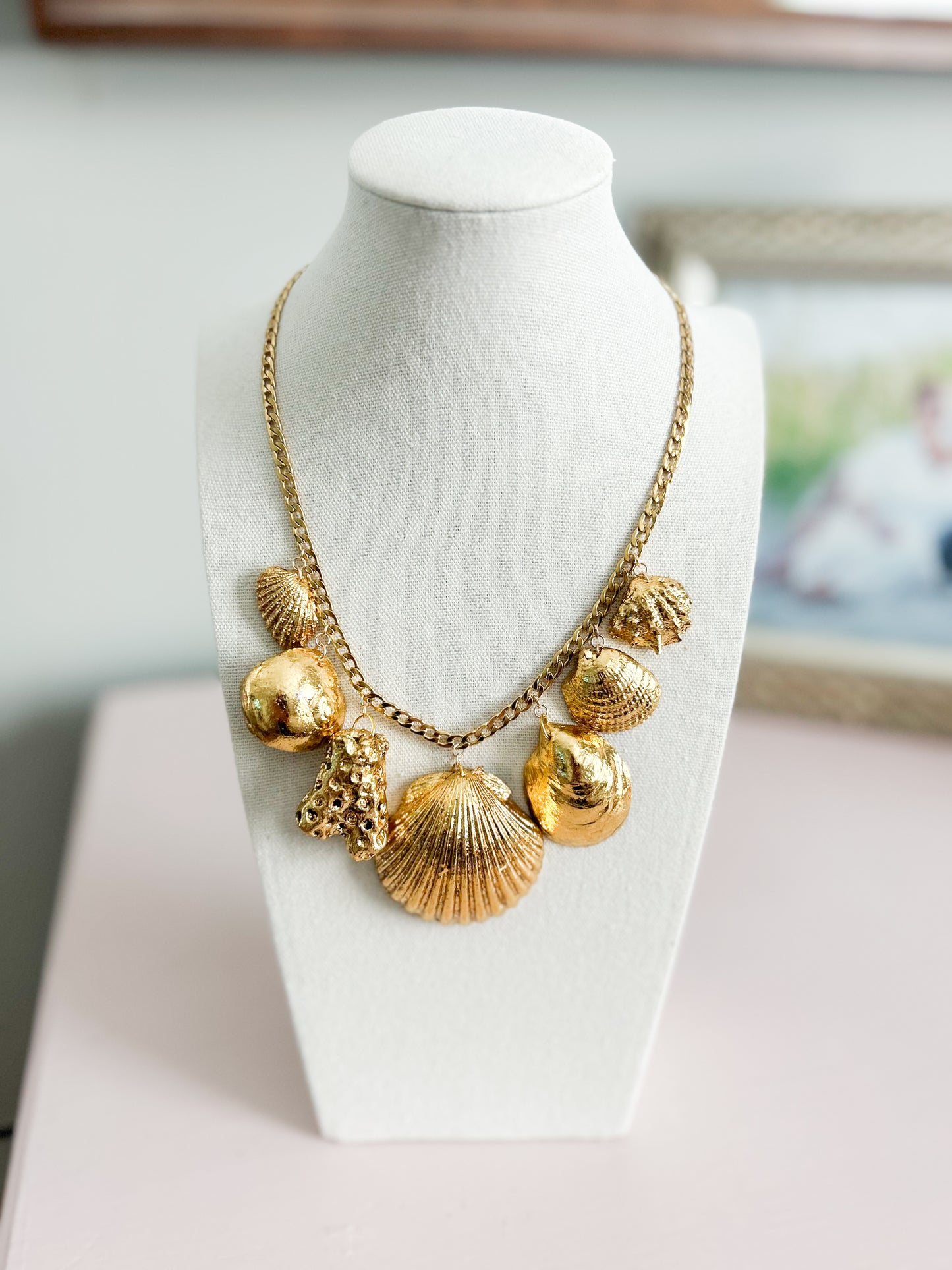 Gold Leaf Multi Shell Toggle Necklace