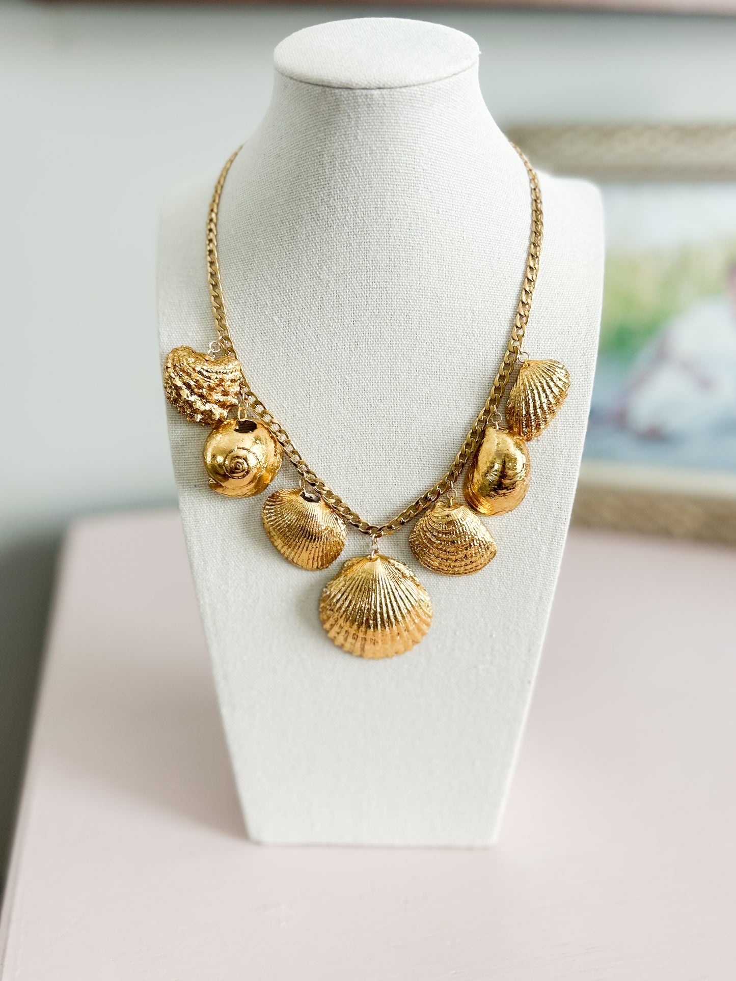 Gold Leaf Multi Shell Toggle Necklace