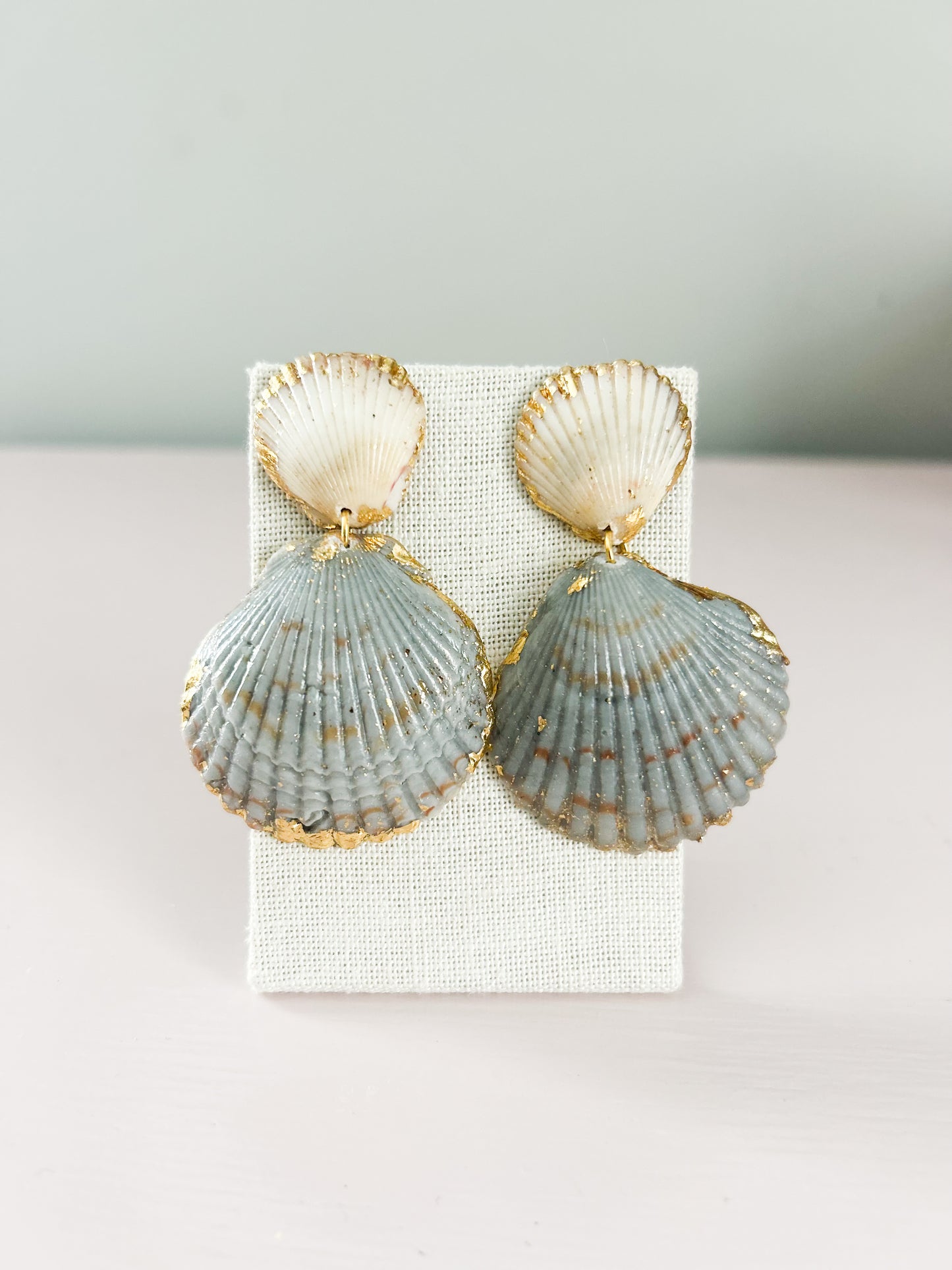 Blue and White Invisible String Earrings