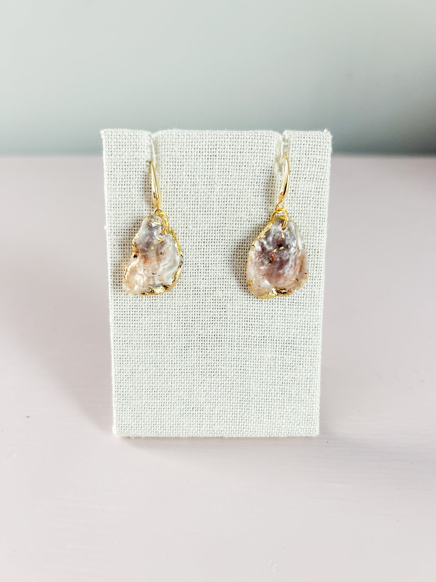 Purple and White Oyster Shell August Earrings