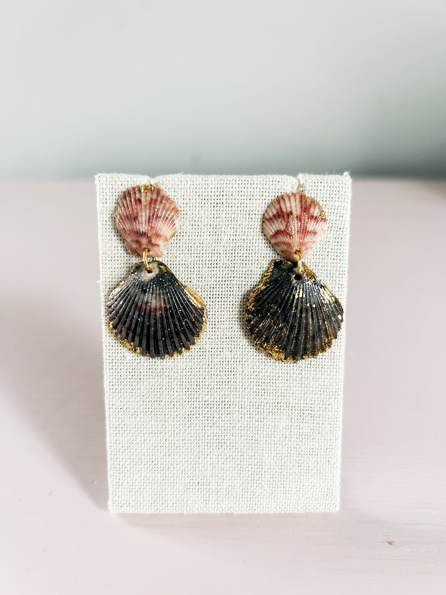 Red and Black Small Invisible String Earrings
