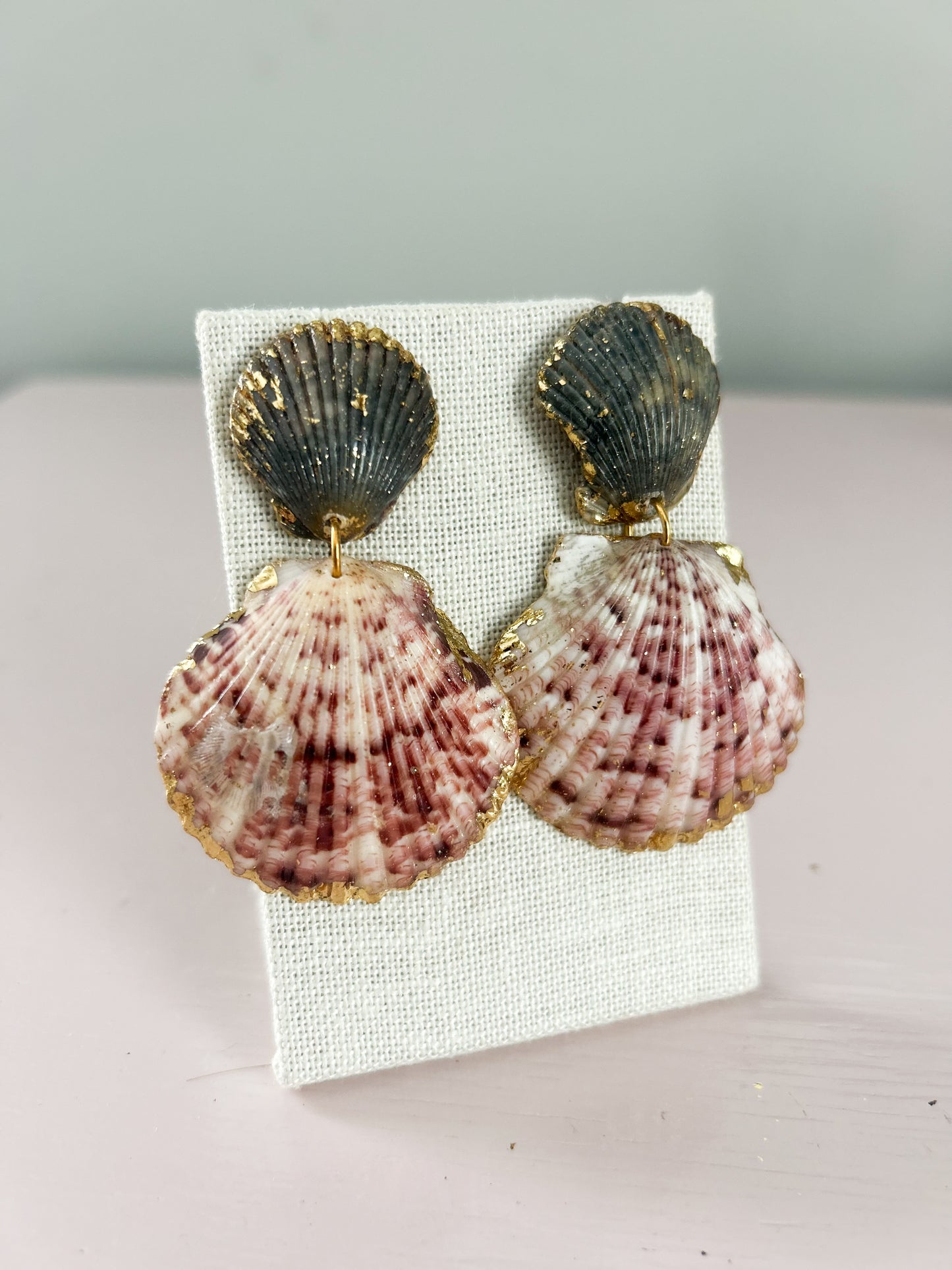 Green and Red Invisible String Earrings