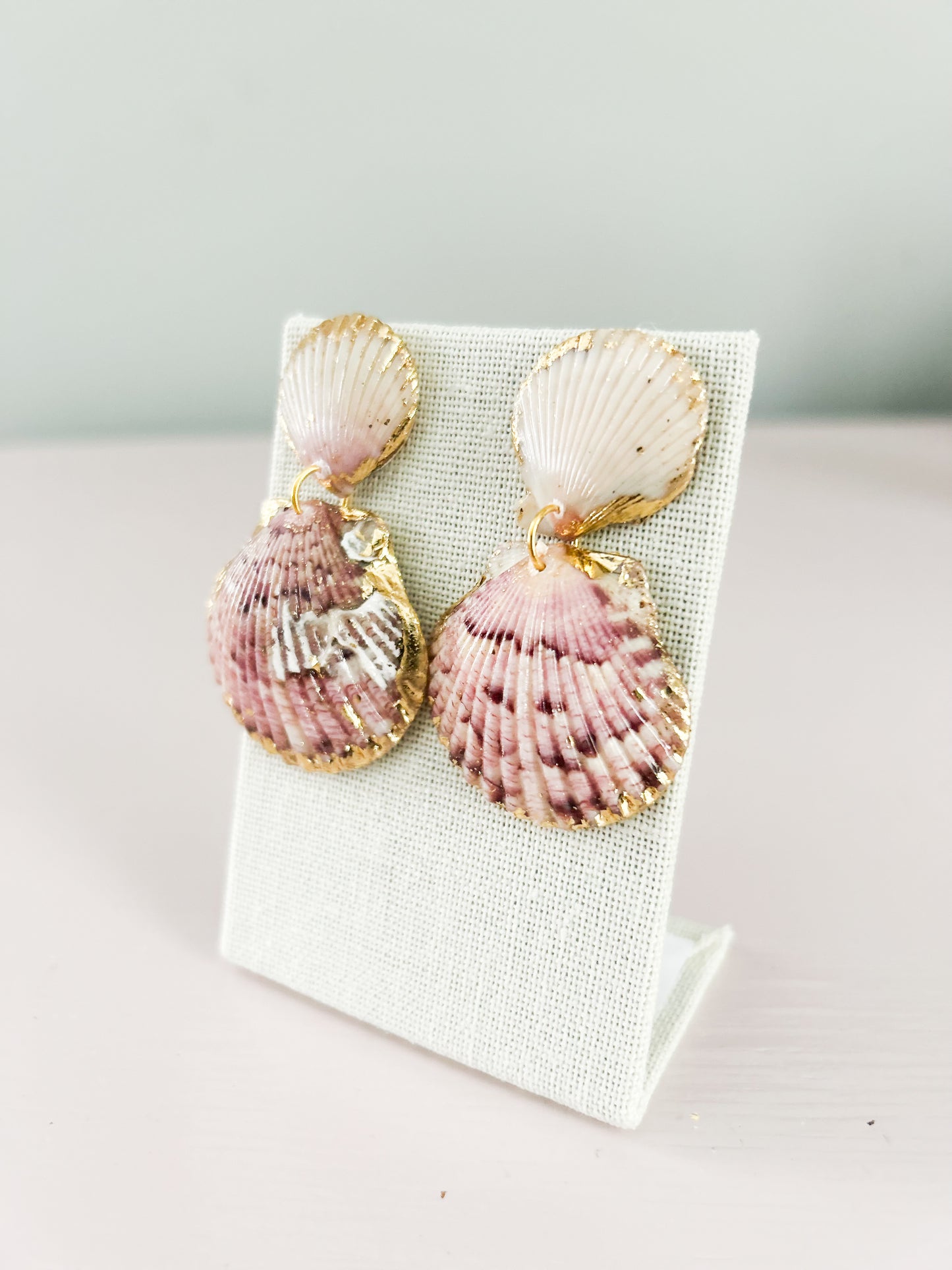 Pink and White Invisible String Earrings