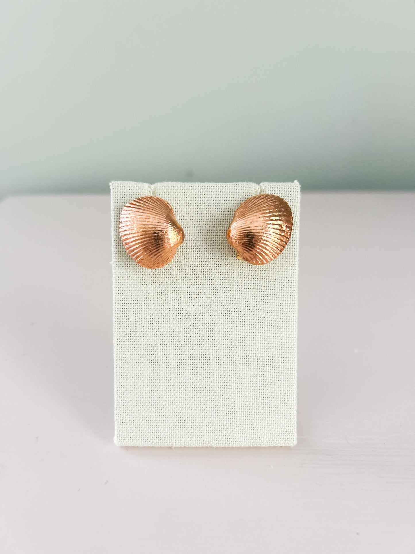 Rose Gold Cockle Shell Stud Earrings