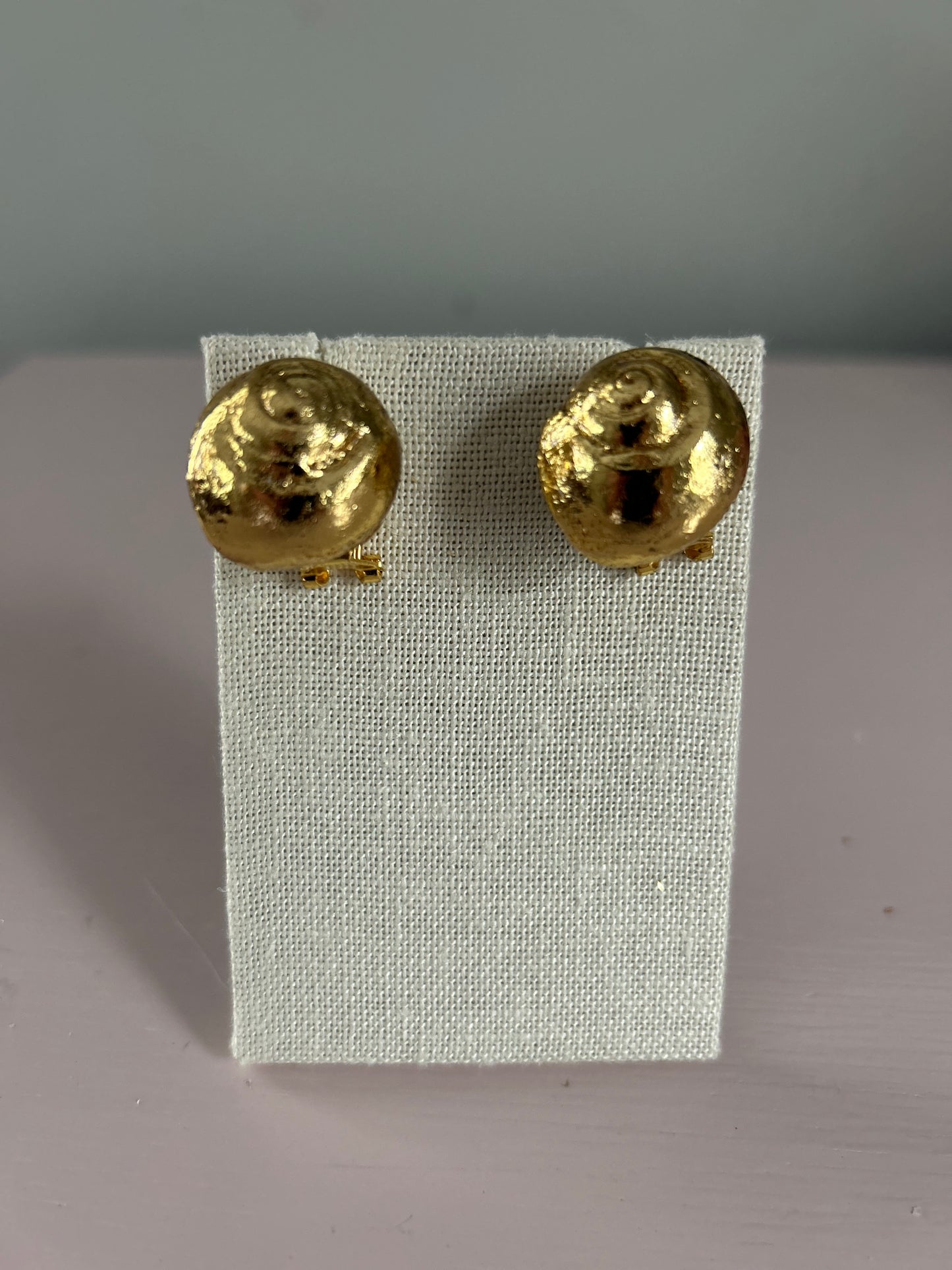 Large Gold Conch Shell Ready for It Studs