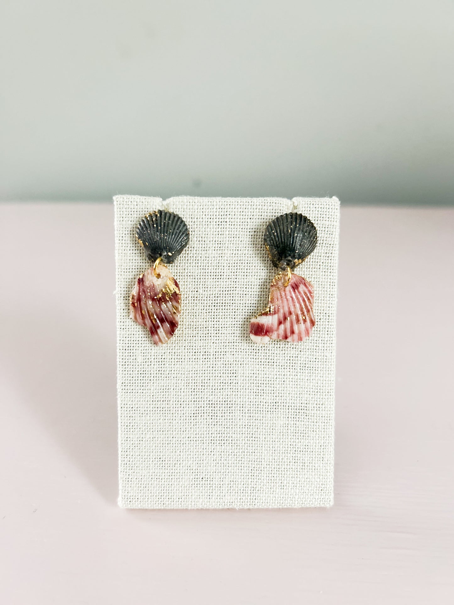 Pink and Black Exile Dangle Stud Earrings