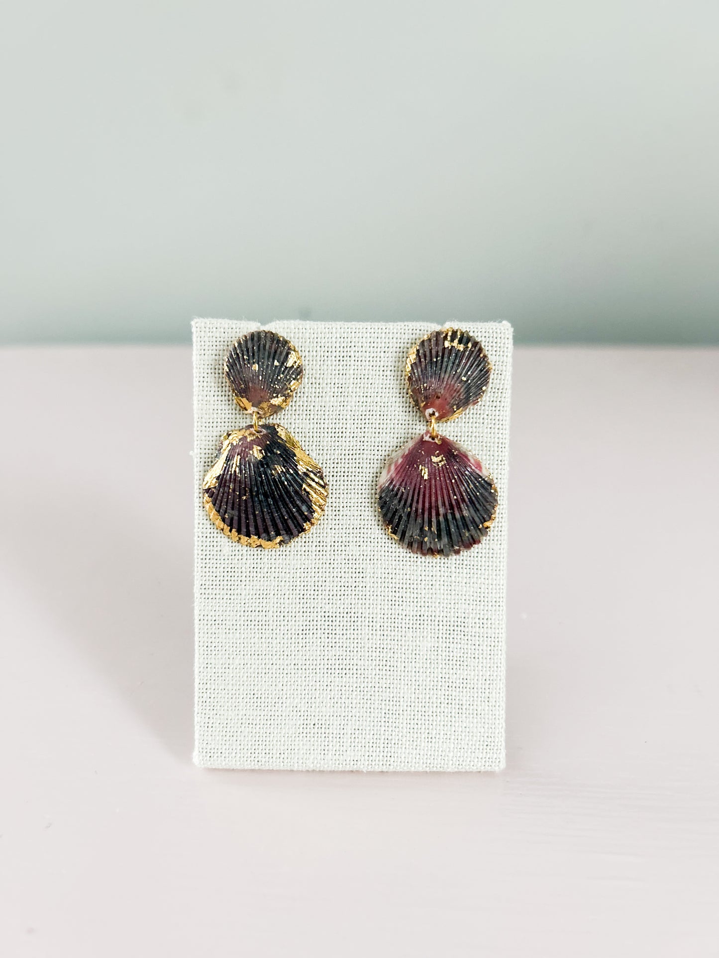 Purple and Blue Small Invisible String Earrings