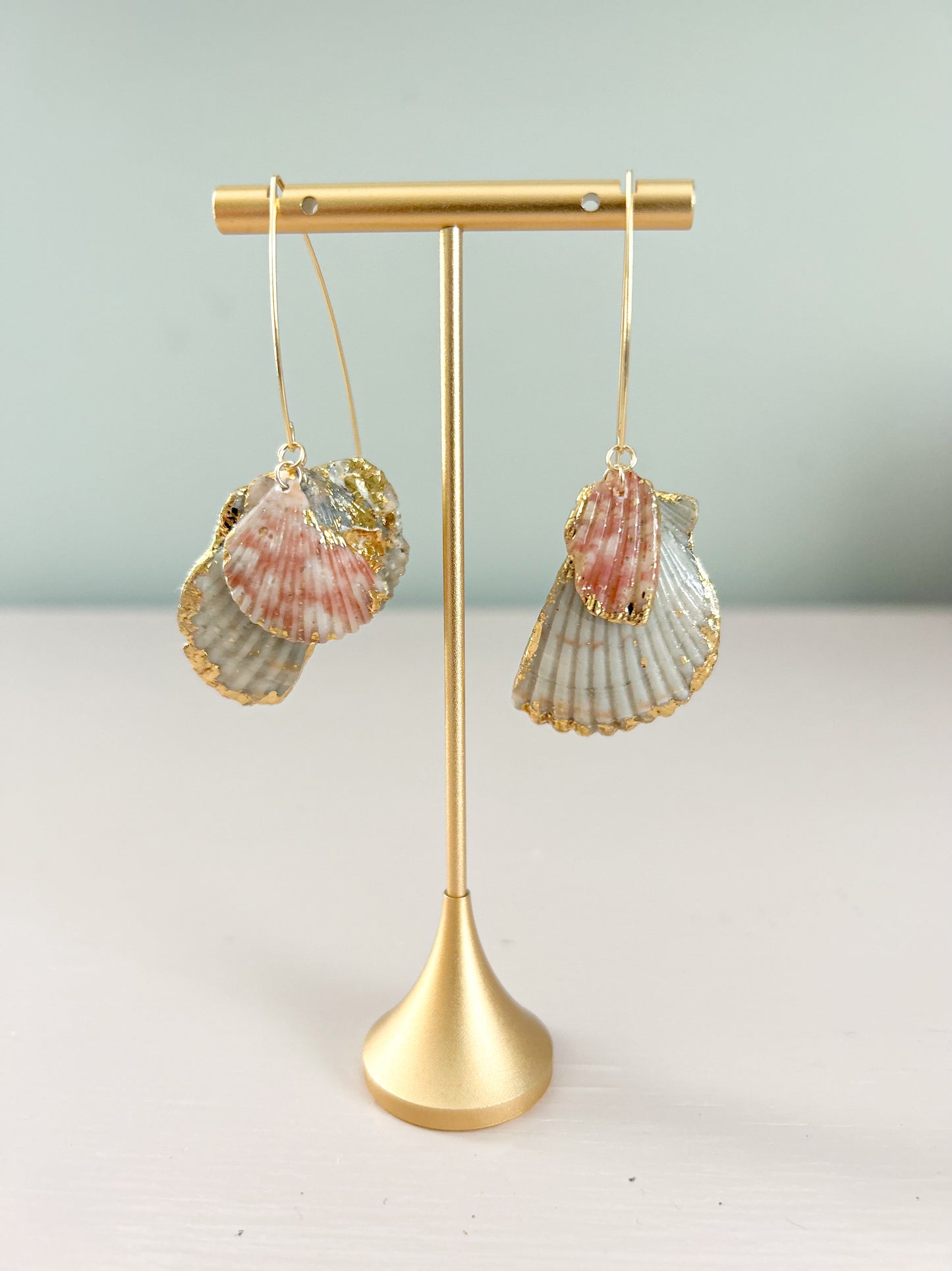 Grey and Peach Exile Hook Earrings