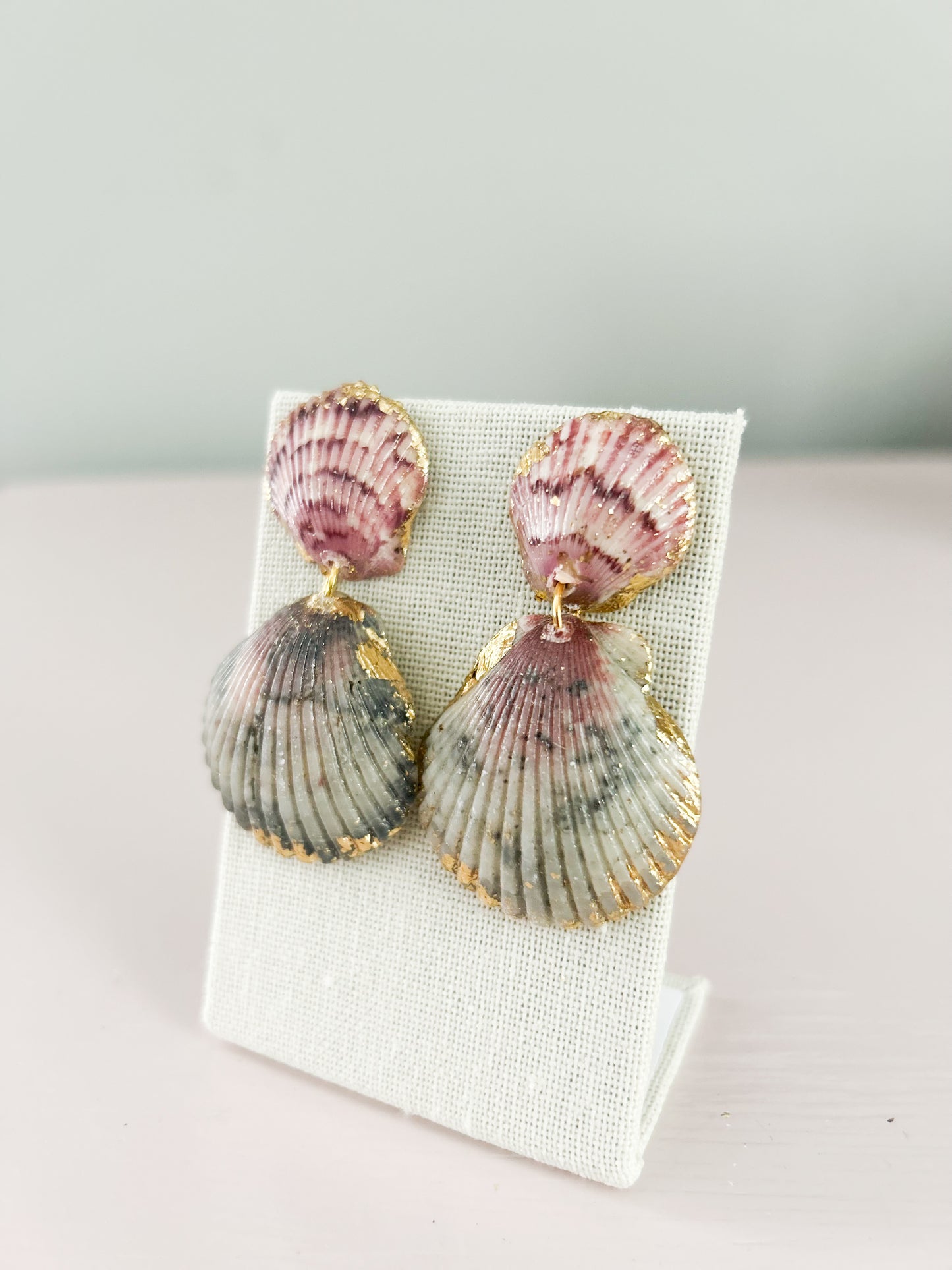 Grey and Pink Invisible String Earrings