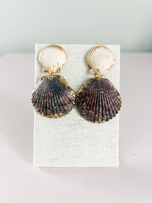 Cream and Burgundy Invisible String Earrings