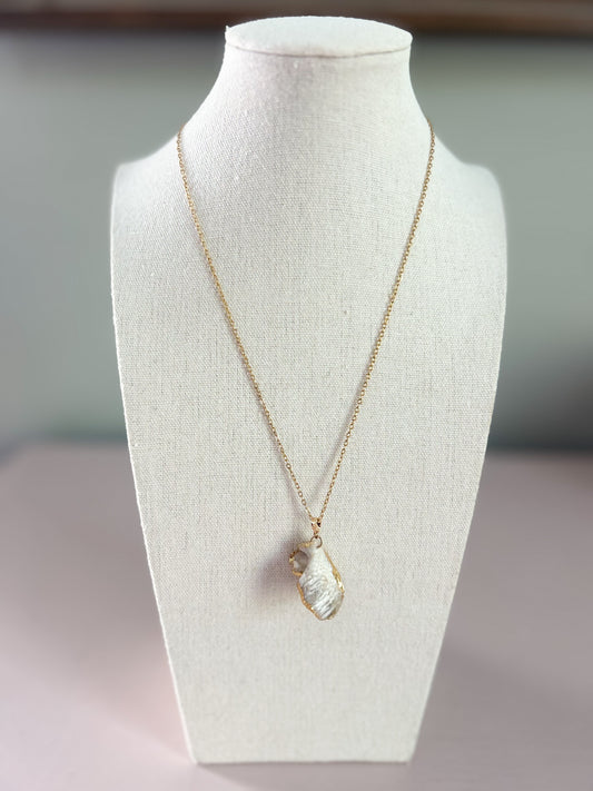 Textured Shell Piece Call It What You Want Necklace