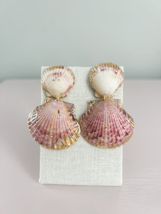 Pink and White Invisible String Earrings