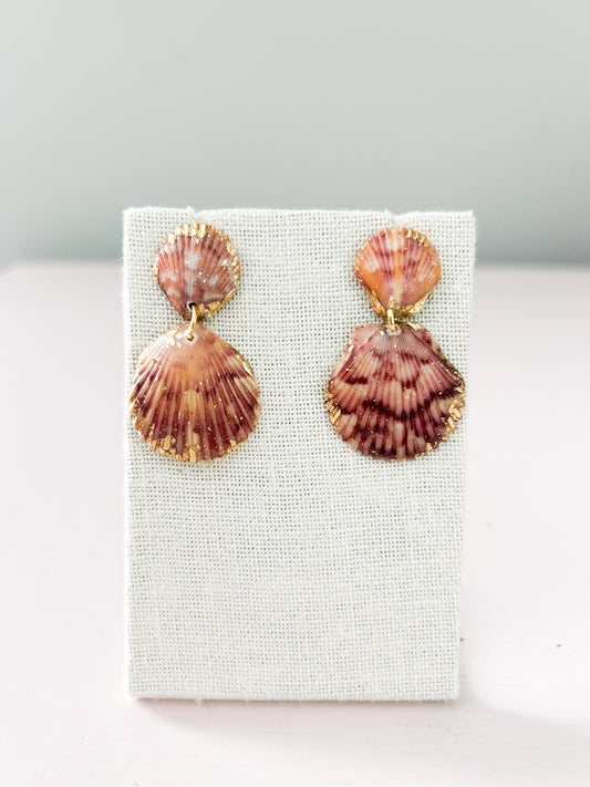Orange and White Invisible String Earrings