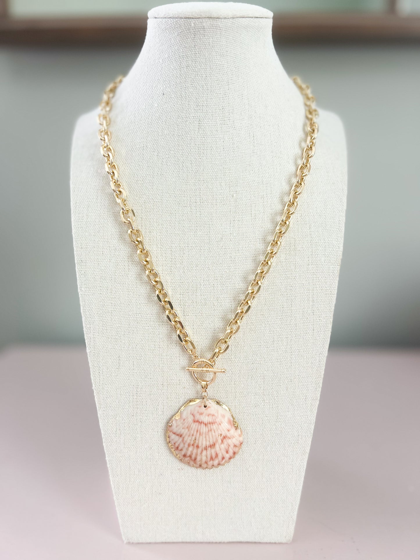 White and Red Scallop Call It What You Want Necklace