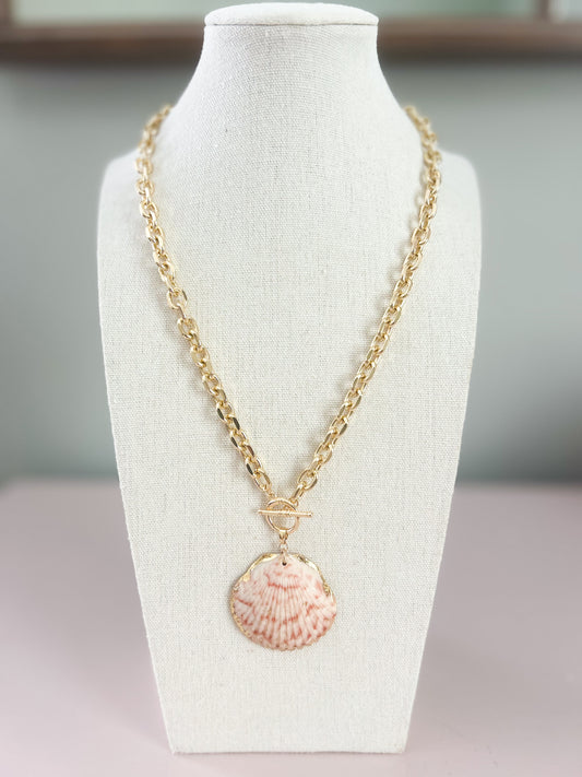 White and Red Scallop Call It What You Want Necklace