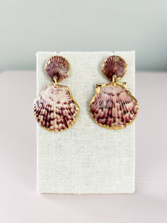 Purple and White Invisible String Earrings