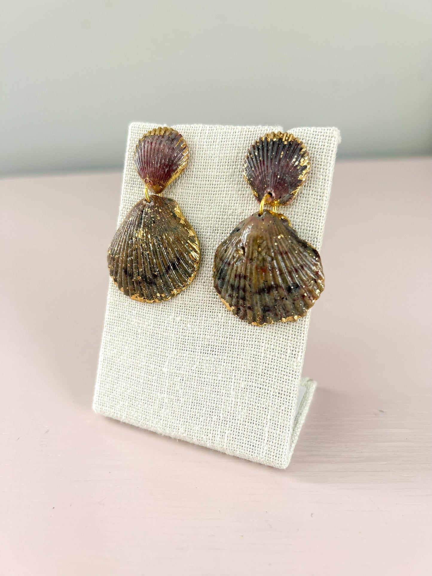 Maroon and Grey Invisible String Earrings