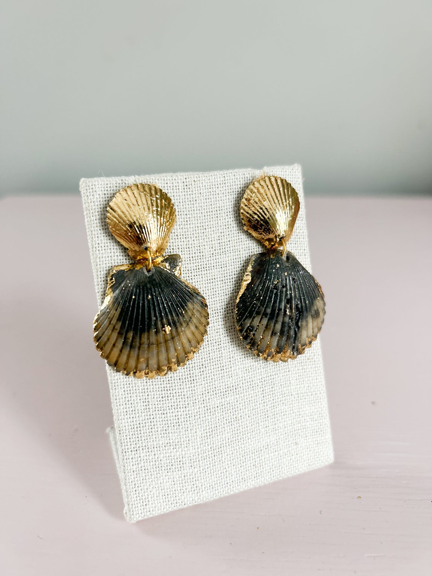 Gold and Blue Invisible String Earrings