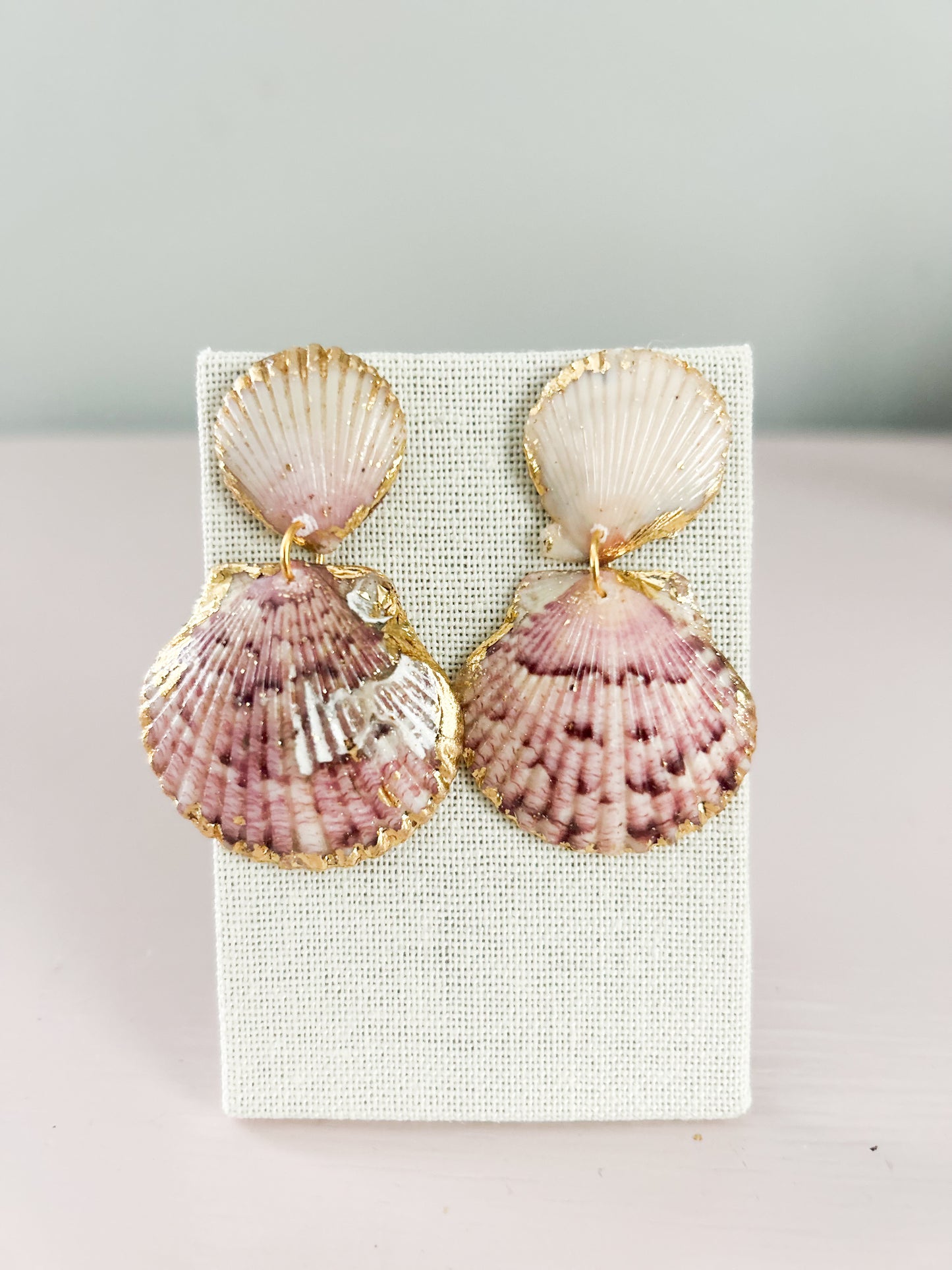 Pink and White Invisible String Earrings