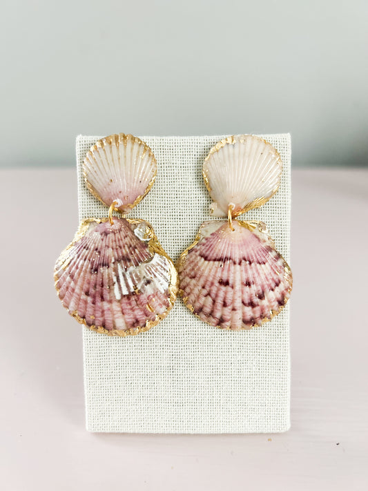 Pink and White Invisible String Earrings