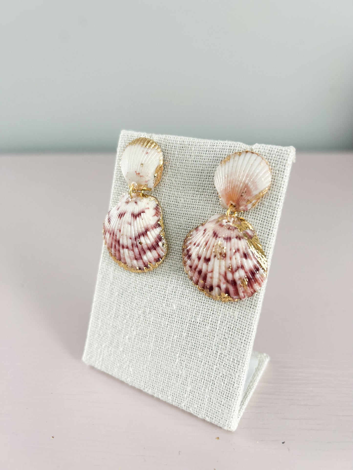 Red and White Invisible String Earrings