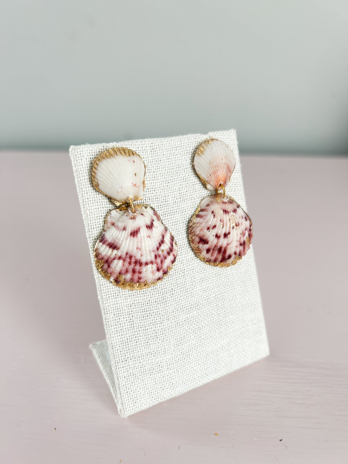 Red and White Invisible String Earrings