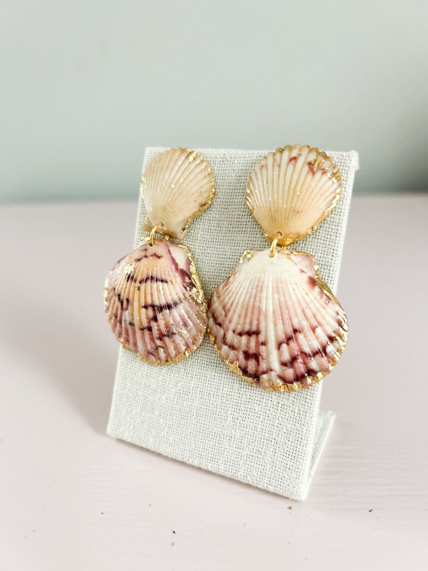 Pink and Cream Invisible String Earrings