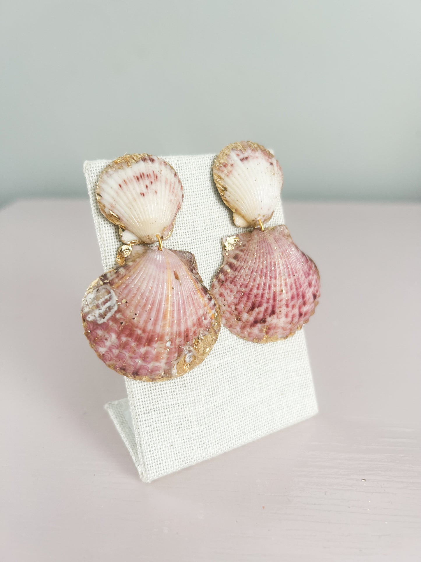 Pink and White Invisible String Earrings