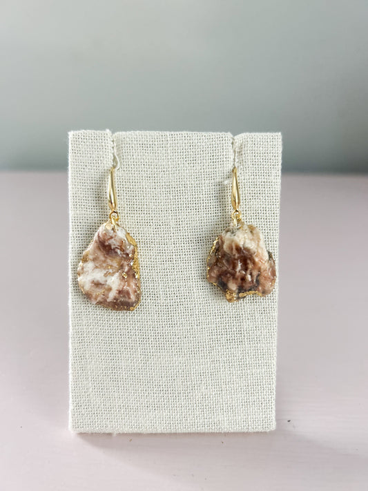Purple and White Oyster Shell August Earrings