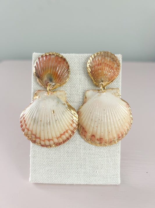 Orange and White Invisible String Earrings