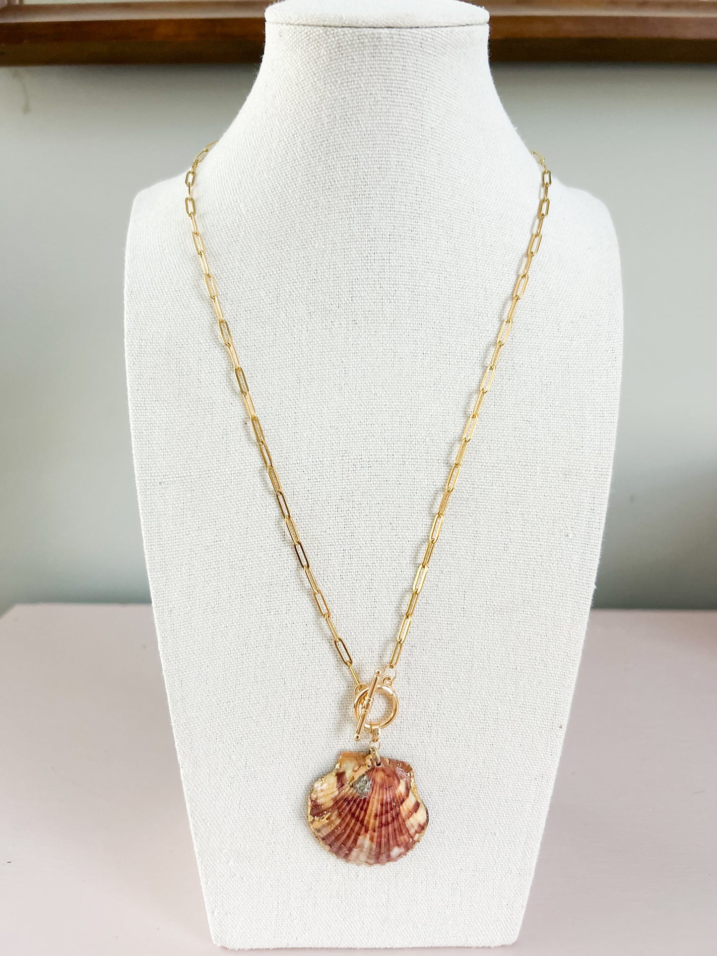 Red and Yellow Scallop Shell Call It What You Want Necklace