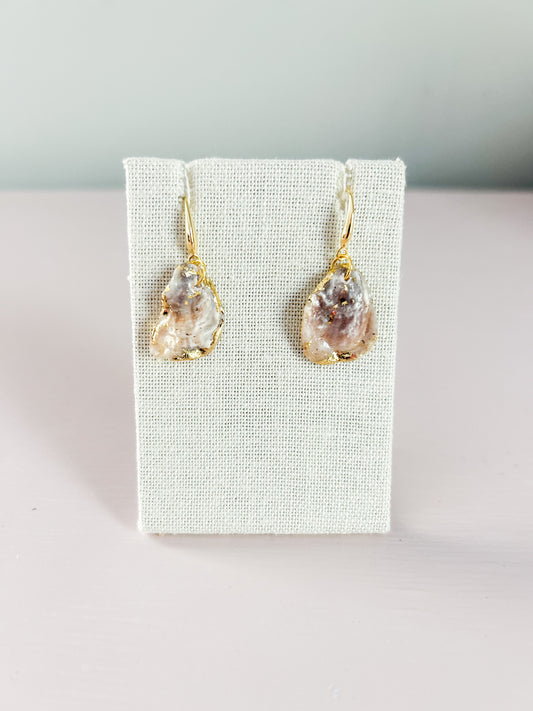 Purple and White Oyster Shell August Earrings