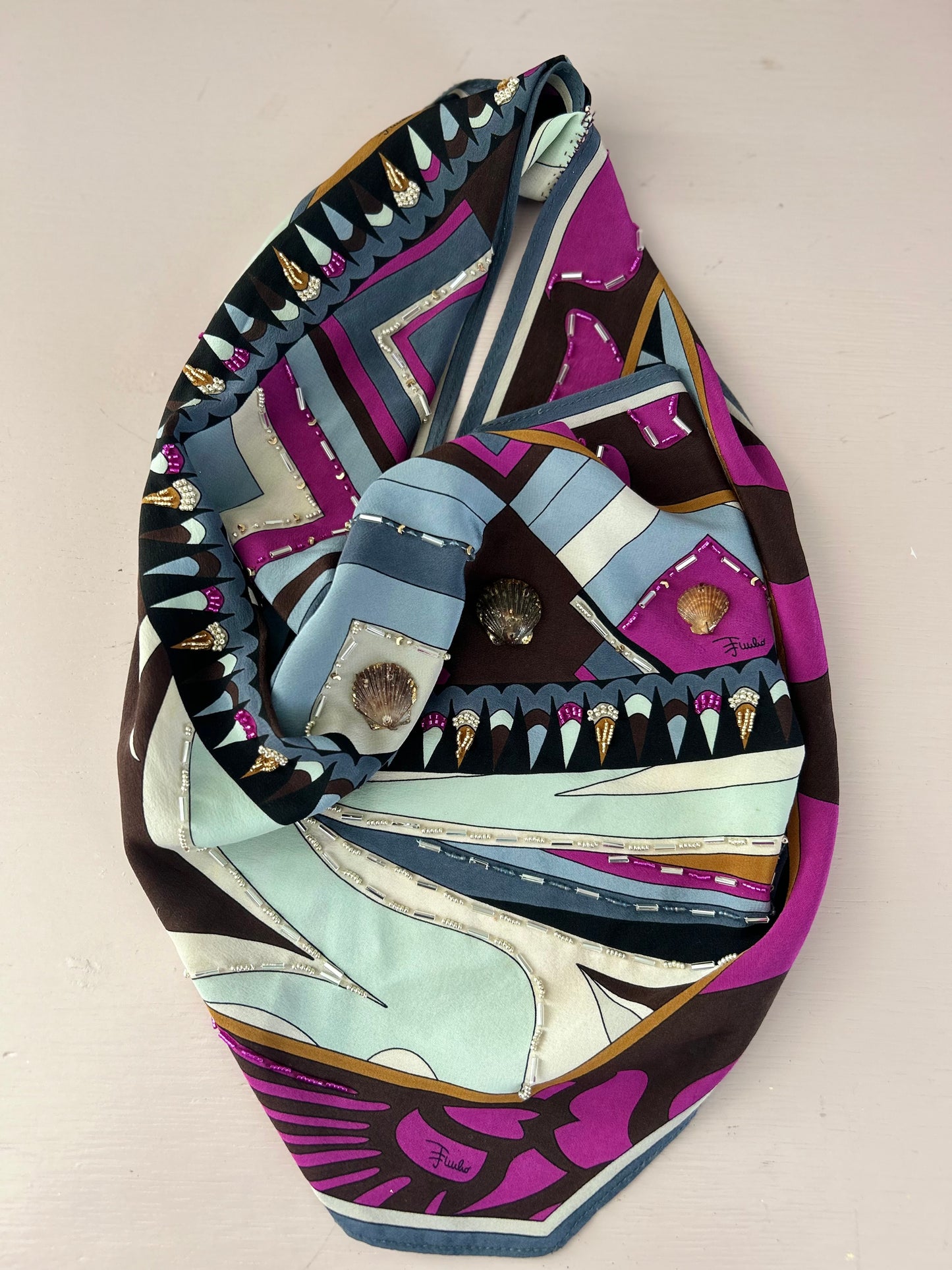 Vintage Pucci Purple and Brown All Too Well Scarf Necklace