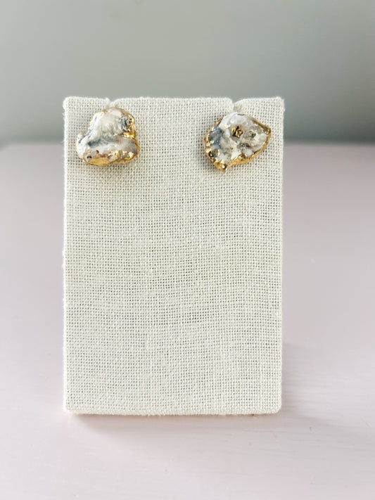 Oyster Shell Stud August Earrings