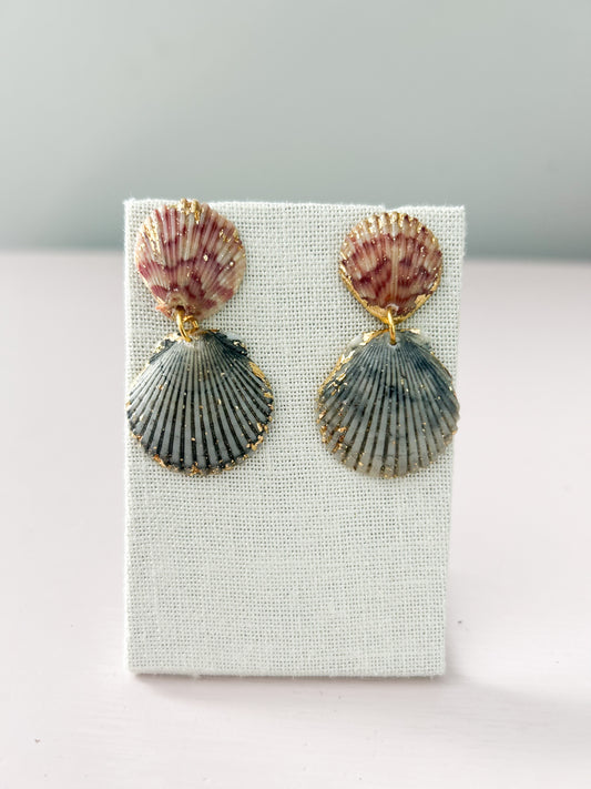 Purple and Blue Invisible String Earrings