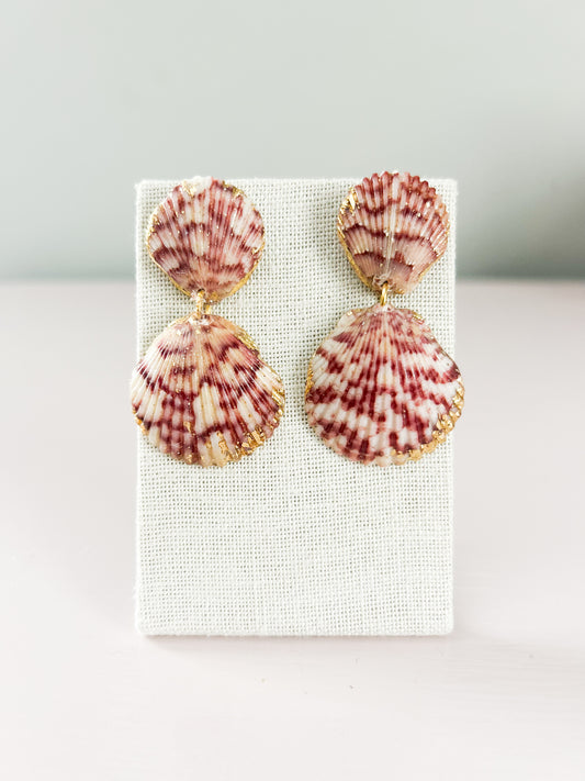 Red and White Marbleized Invisible String Earrings
