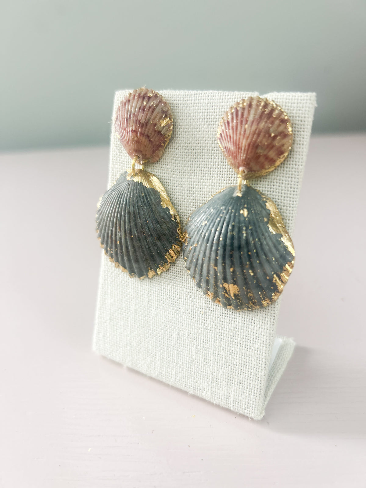Pink and Black Invisible String Earrings