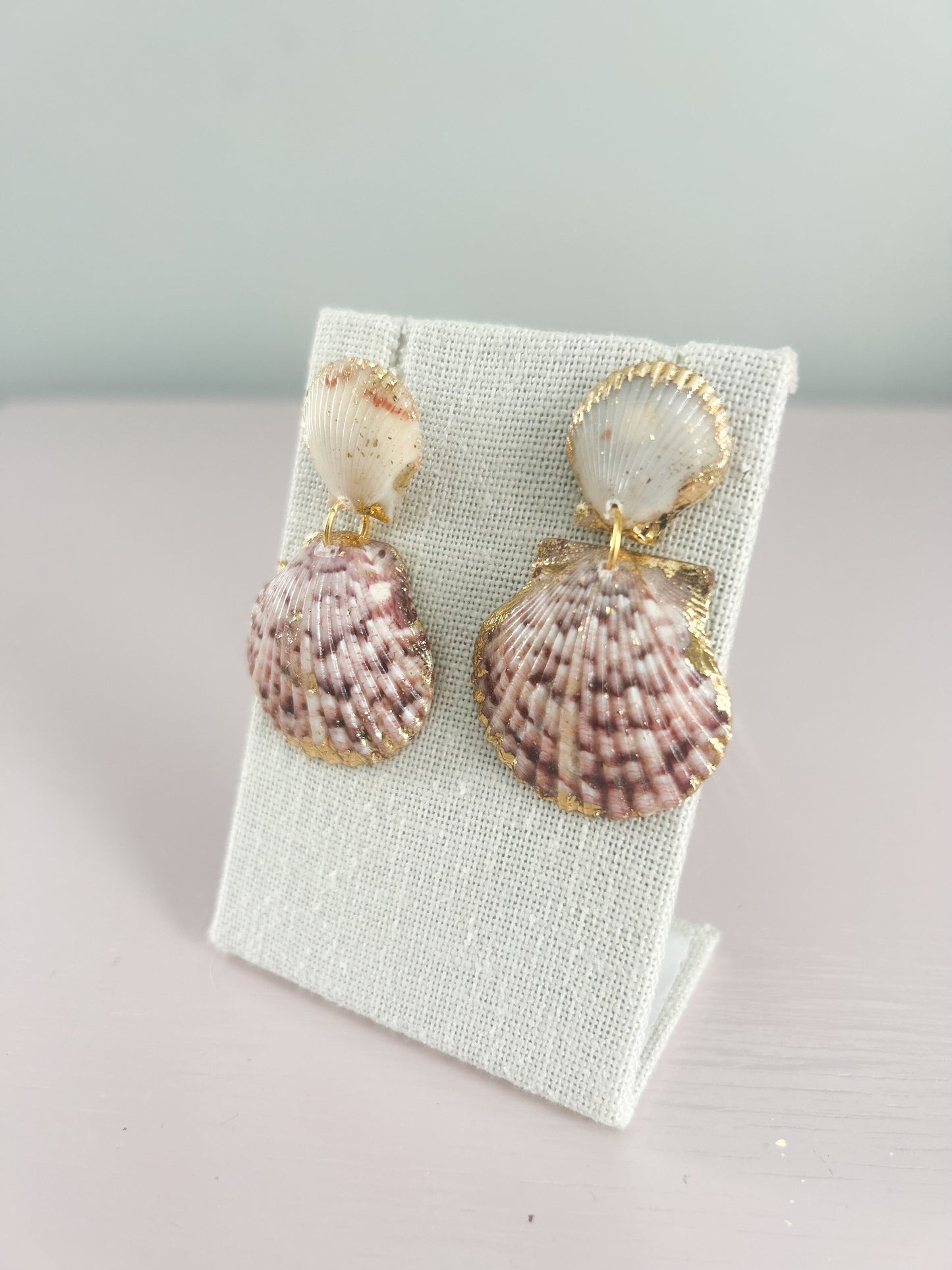 Red and White Invisible String Earrings