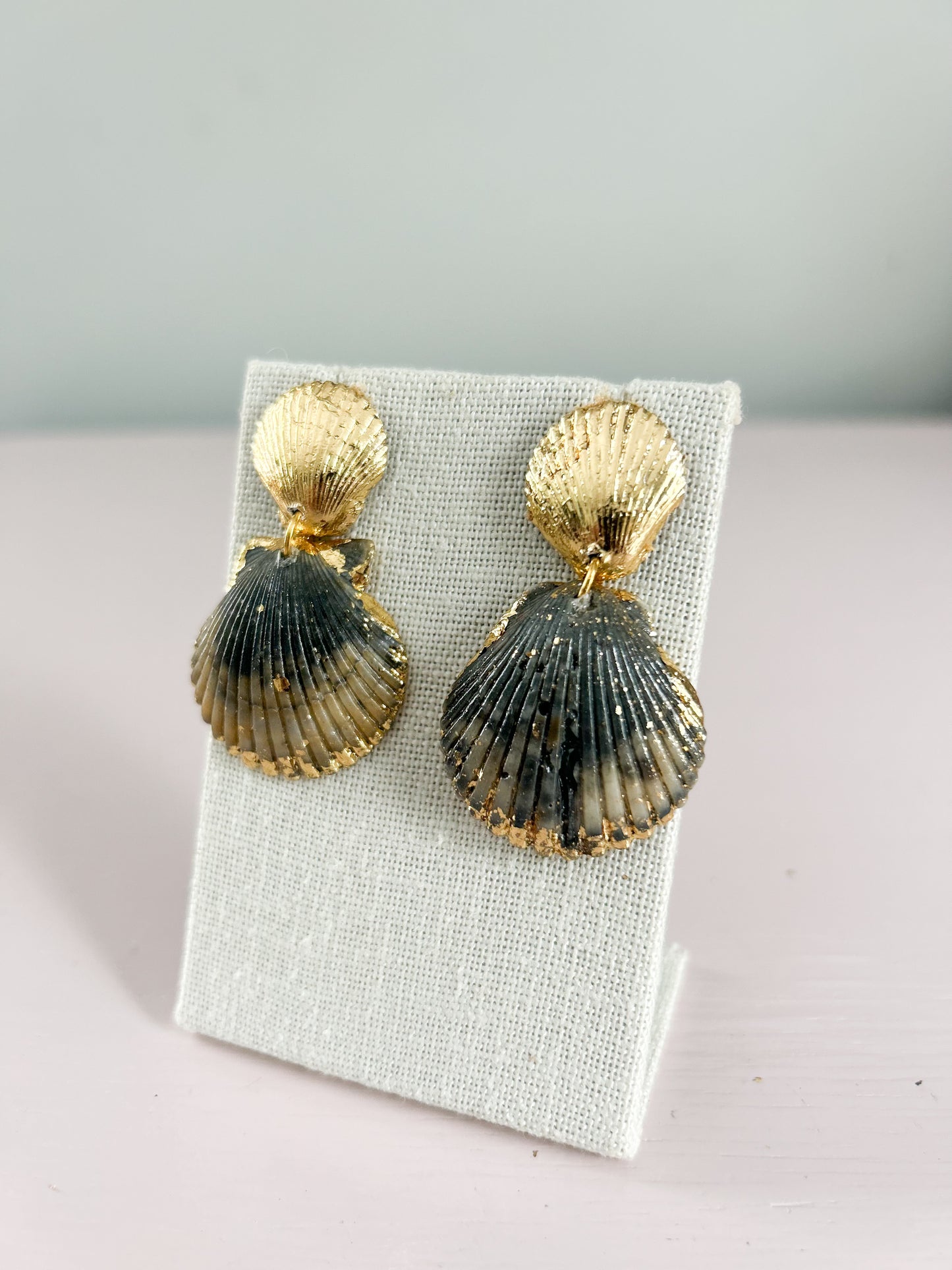 Gold and Blue Invisible String Earrings