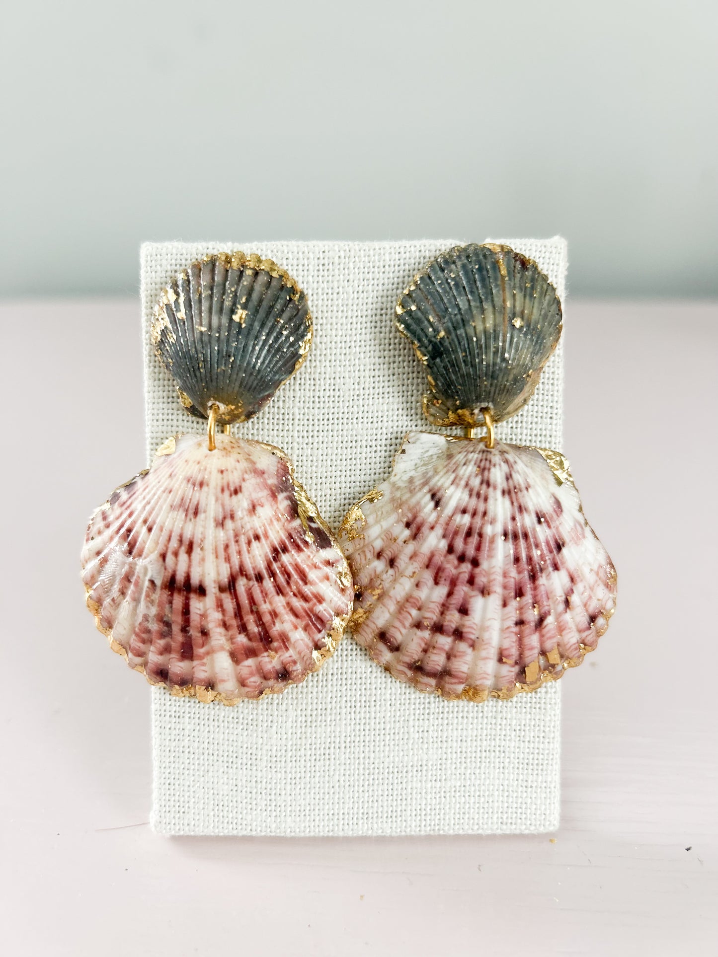 Green and Red Invisible String Earrings