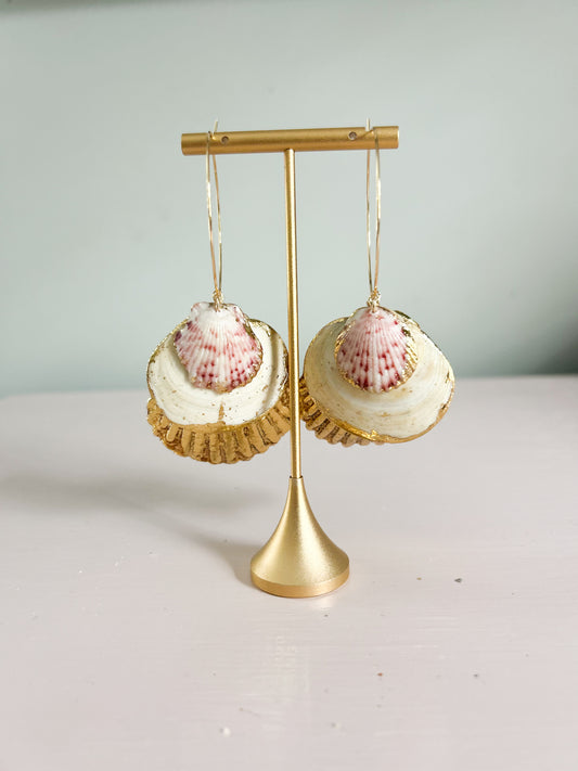 Gold, White and Pink Large Exile Hoops