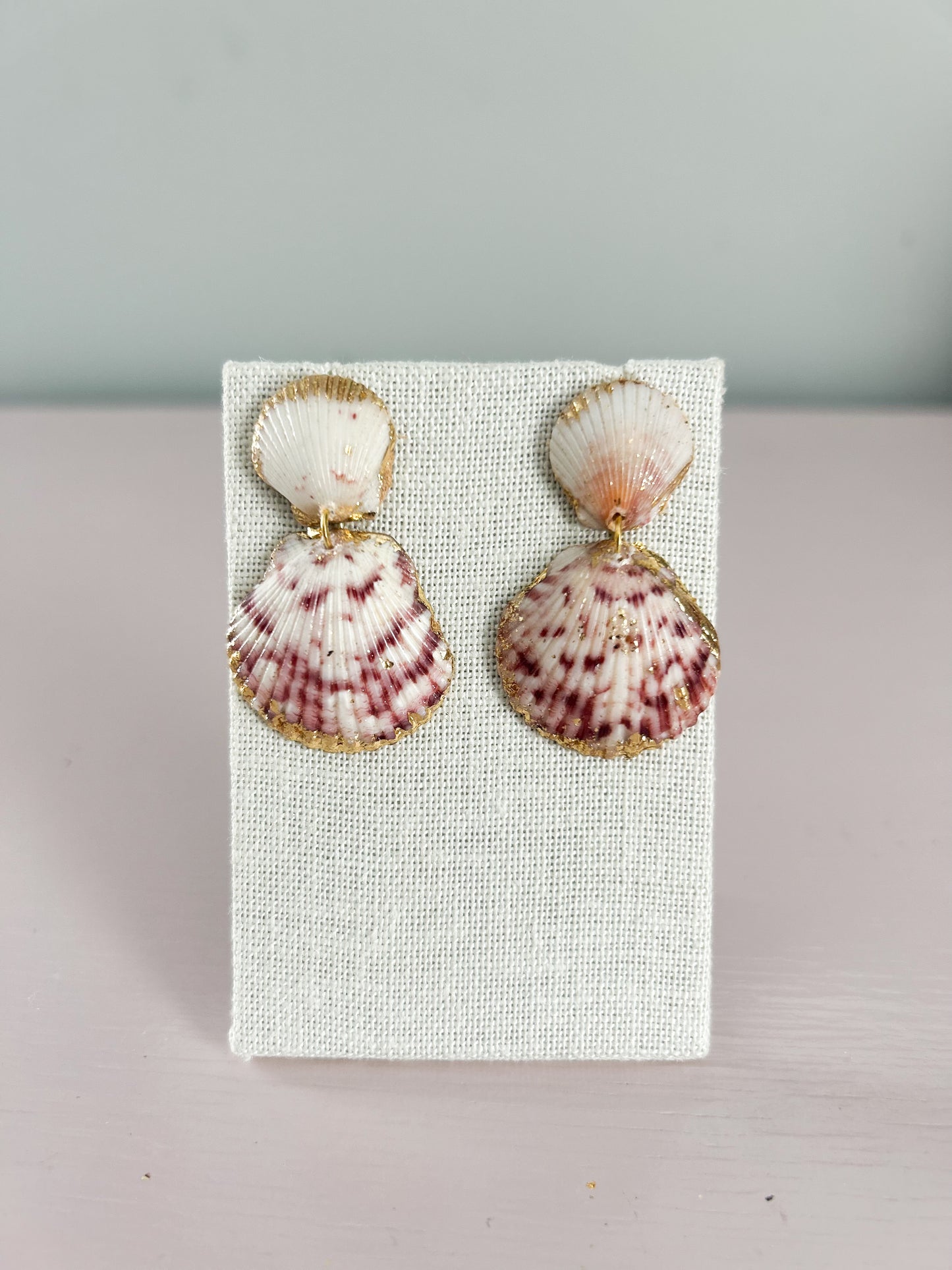 Red and White Invisible String Earrings