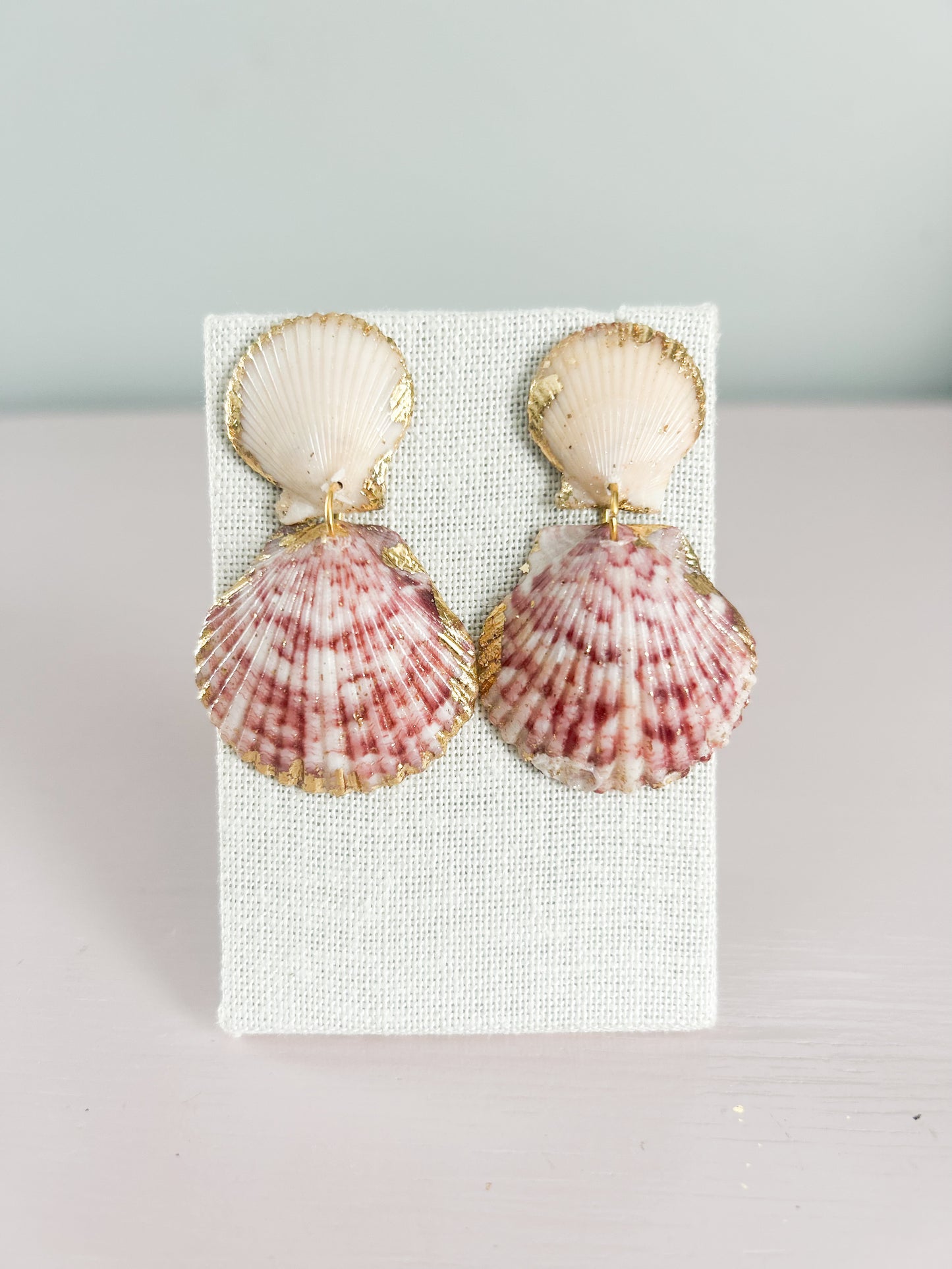 Red and White Invisible String Earrings