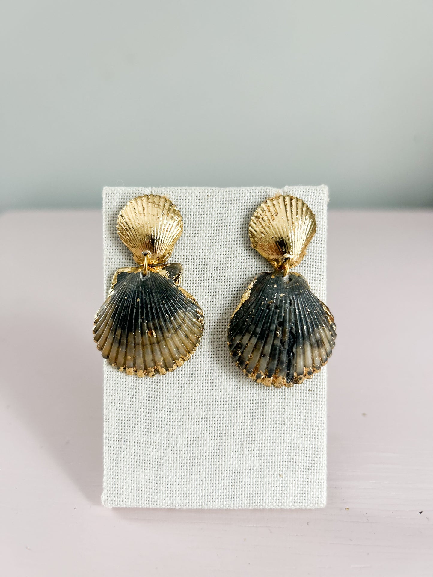 Gold and Blue Invisible String Earrings