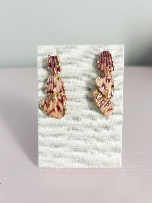Red and Cream Large Love Story Earrings