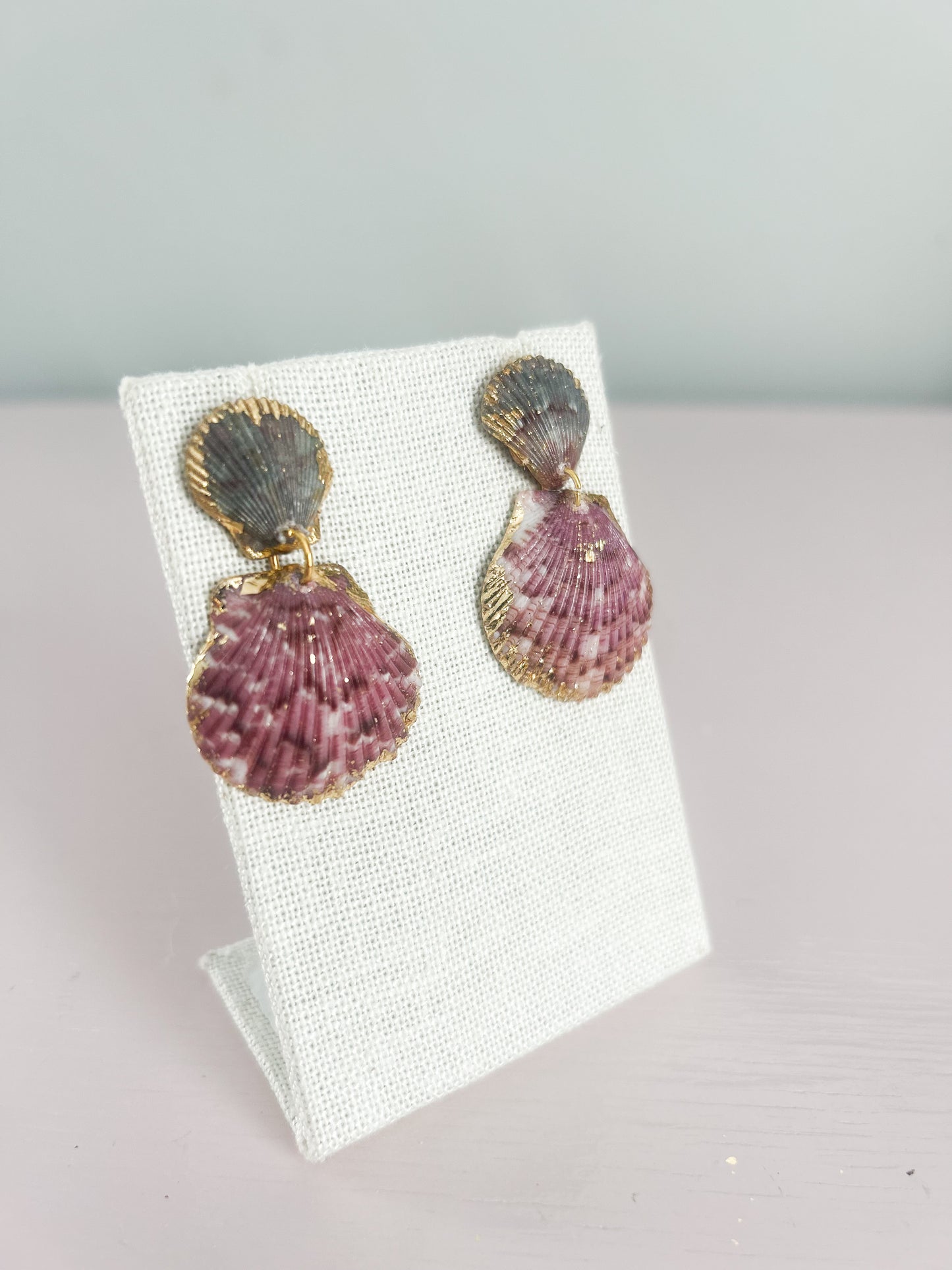 Blue and Purple Invisible String Earrings